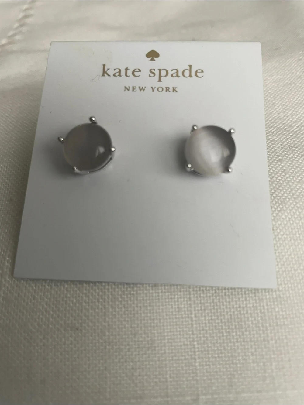 kate spade  Silver Stud Earrings with Gray Cabochon with Dust Bag NWT